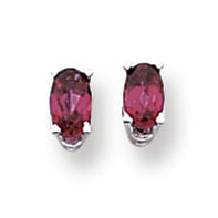 0.7 Carat 14K Gold Rhodalite Garnet Diamond oval stud earring
