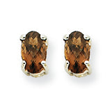 0.5 Carat 14K Goldw 5x3 Oval Smokey Quartz Earring