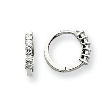 14K Gold white diamond hinged hoops mtg
