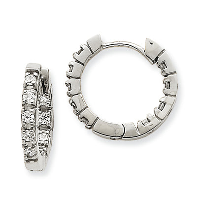 14K Gold white diamond hinged hoops mtg
