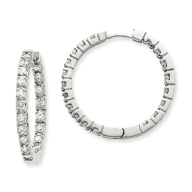 14K Gold white diamond hinged hoops mtg