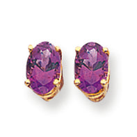 0.9 Carat 14K Gold 6x4mm Oval Amethyst earring