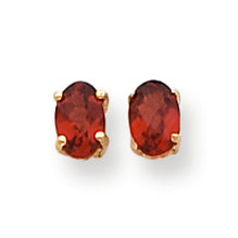 1.5 Carat 14K Gold 6x4mm Oval Garnet Checker earring