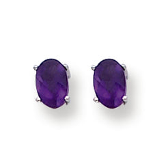0.9 Carat 14K White Gold 6x4mm Oval Amethyst Checker earring