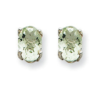 0.9 Carat 14K Goldw 6x4 Oval Green Amethyst Earring