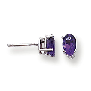 0.9 Carat 14K White Gold 6x4mm Oval Amethyst earring
