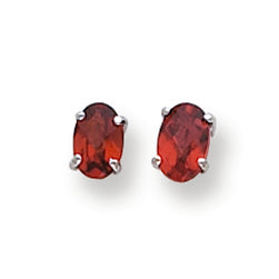 1.5 Carat 14K White Gold 6x4mm Oval Garnet Checker earring