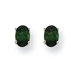 1 Carat 14K White Gold Green Tourmaline Earrings