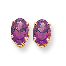 1.6 Carat 14K Gold 7x5mm Oval Amethyst earring