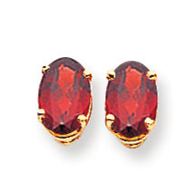 2.1 Carat 14K Gold 7x5mm Oval Garnet earring