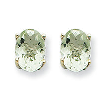 1.7 Carat 14K Goldw 7x5 Oval Green Amethyst Earring
