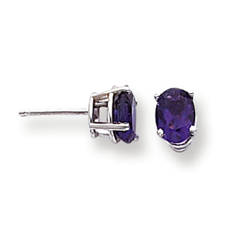 1.6 Carat 14K White Gold 7x5mm Oval Amethyst earring