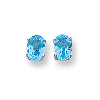 2.3 Carat 14K White Gold 7x5mm Oval Blue Topaz Checker earring
