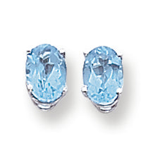 2.1 Carat 14K White Gold 7x5mm Oval Blue Topaz earring