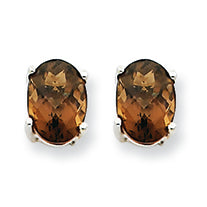 1.6 Carat 14K Goldw 7x5 Oval Smokey Quartz Earring