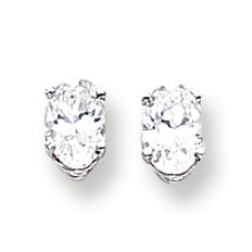 14K Gold Cubic Zirconia Diamond oval stud earring