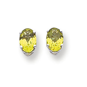 1.8 Carat 14K White Gold 7x5mm Oval Peridot earring
