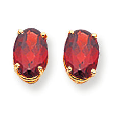 3.4 Carat 14K Gold 8x6mm Oval Garnet earring