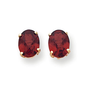 3.7 Carat 14K Gold 8x6mm Oval Garnet Checker earring