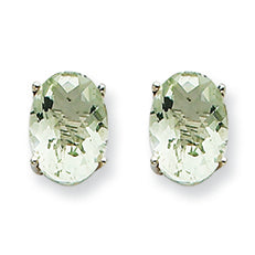 2.3 Carat 14K Goldw 8x6 Oval Green Amethyst Earring