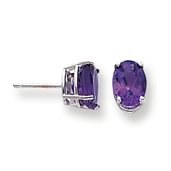 2.2 Carat 14K White Gold 8x6mm Oval Amethyst earring