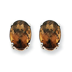 2.3 Carat 14K Goldw 8x6 Oval Smokey Quartz Earring