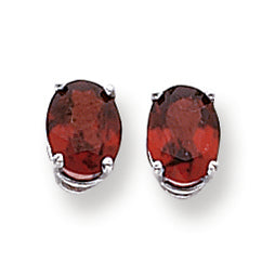 3.4 Carat 14K White Gold 8x6mm Oval Garnet earring