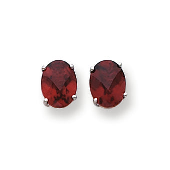 3.7 Carat 14K White Gold 8x6mm Oval Garnet Checker earring