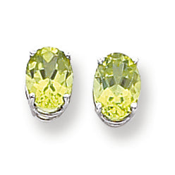 2.7 Carat 14K White Gold 8x6mm Oval Peridot earring