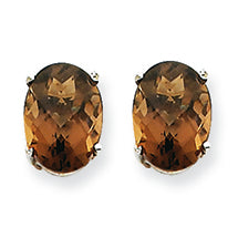 2.3 Carat 14K Goldw 8x6 Oval Smokey Quartz Earring