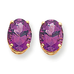 3.4 Carat 14K Gold 9x7mm Oval Amethyst earring