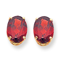 5 Carat 14K Gold 9x7mm Oval Garnet earring