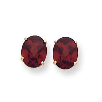 4.1 Carat 14K Gold 9x7mm Oval Garnet Checker earring