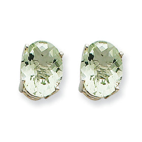 3.6 Carat 14K Goldw 9x7 Oval Green Amethyst Earring