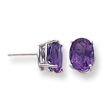 3.4 Carat 14K White Gold 9x7mm Oval Amethyst earring