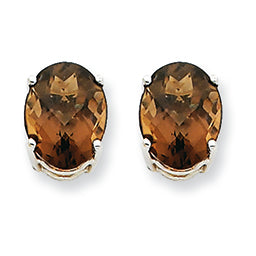 3.5 Carat 14K Goldw 9x7 Oval Smokey Quartz Earring