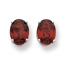 5 Carat 14K White Gold 9x7mm Oval Garnet earring