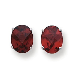 4.1 Carat 14K White Gold 9x7mm Oval Garnet Checker earring