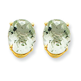 5 Carat 14K Gold 10x8 Oval Green Amethyst Earring