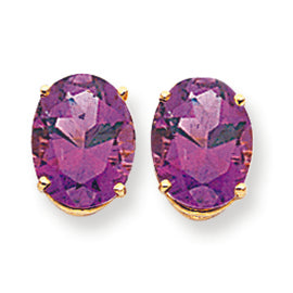 5 Carat 14K Gold 10x8mm Oval Amethyst earring
