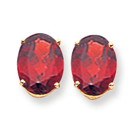 7.4 Carat 14K Gold 10x8mm Oval Garnet earring