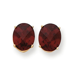 7.4 Carat 14K Gold 10x8mm Oval Garnet Checker earring