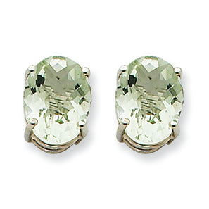 5 Carat 14K Goldw 10x8 Oval Green Amethyst Earring
