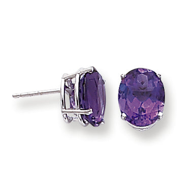 5 Carat 14K White Gold 10x8mm Oval Amethyst earring