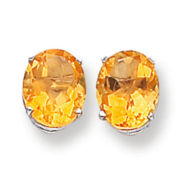 5 Carat 14K White Gold 10x8mm Oval Citrine earring