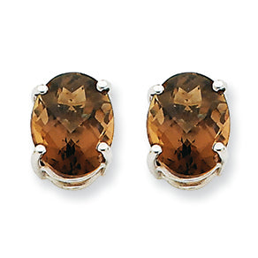 5.1 Carat 14K Goldw 10x8 Oval Smokey Quartz Earring