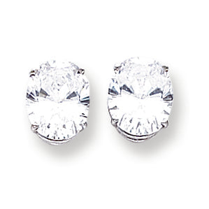 14K White Gold 10x8mm Oval Cubic Zirconia earring
