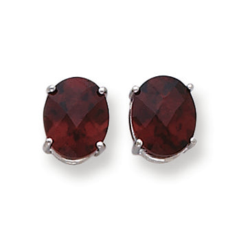 7.4 Carat 14K White Gold 10x8mm Oval Garnet Checker earring