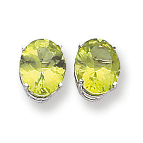 5.9 Carat 14K White Gold 10x8mm Oval Peridot earring