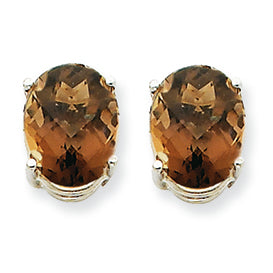 5 Carat 14K Goldw 10x8 Oval Smokey Quartz Earring